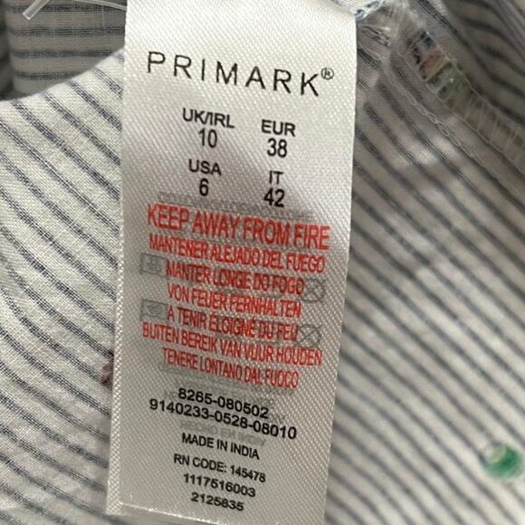 Primark Novelty Cactus Striped Collared Button Up Blouse Shirt Size 6 - Picture 6 of 8